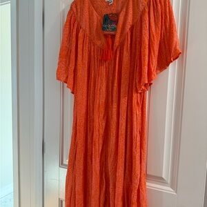 Orange go softy patio dress  with Tassel Detail 3X nwot